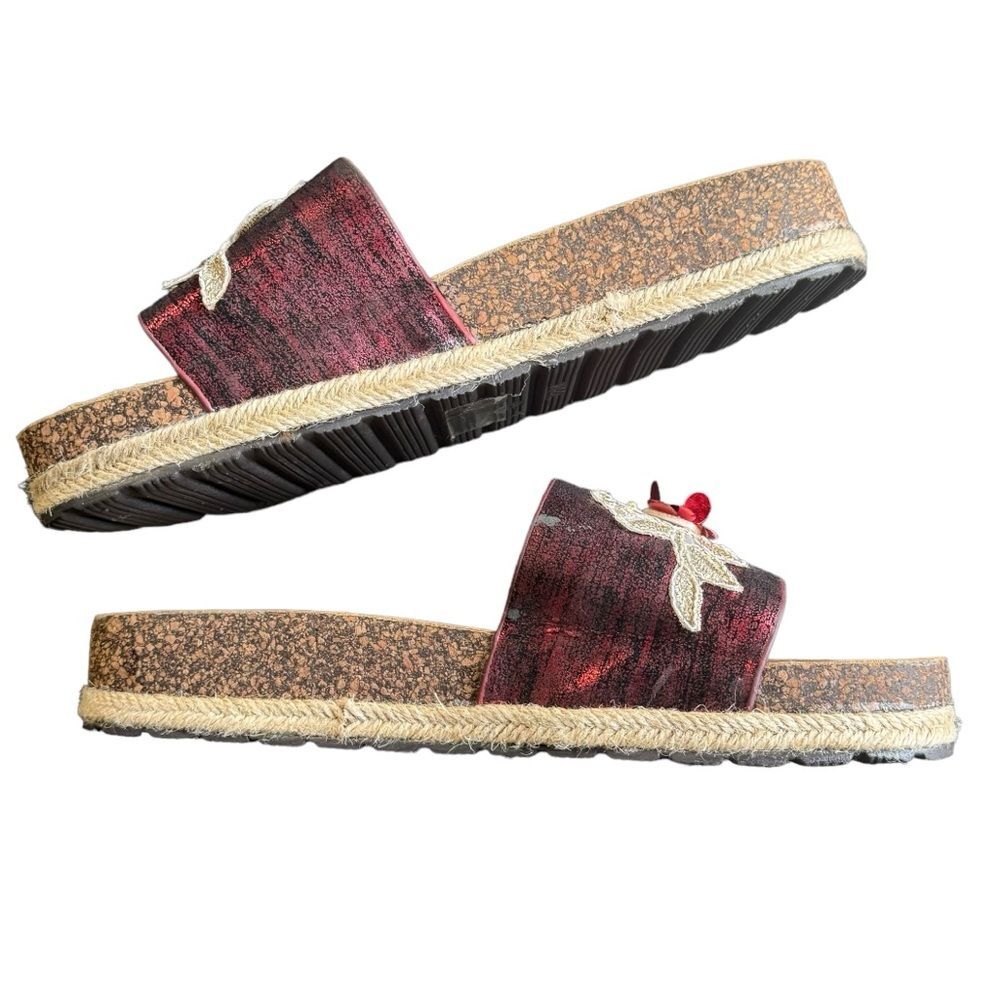 Nature Breeze Flower Espadrille Slide Sandals in Red Size 10 Summer - Picture 9 of 11